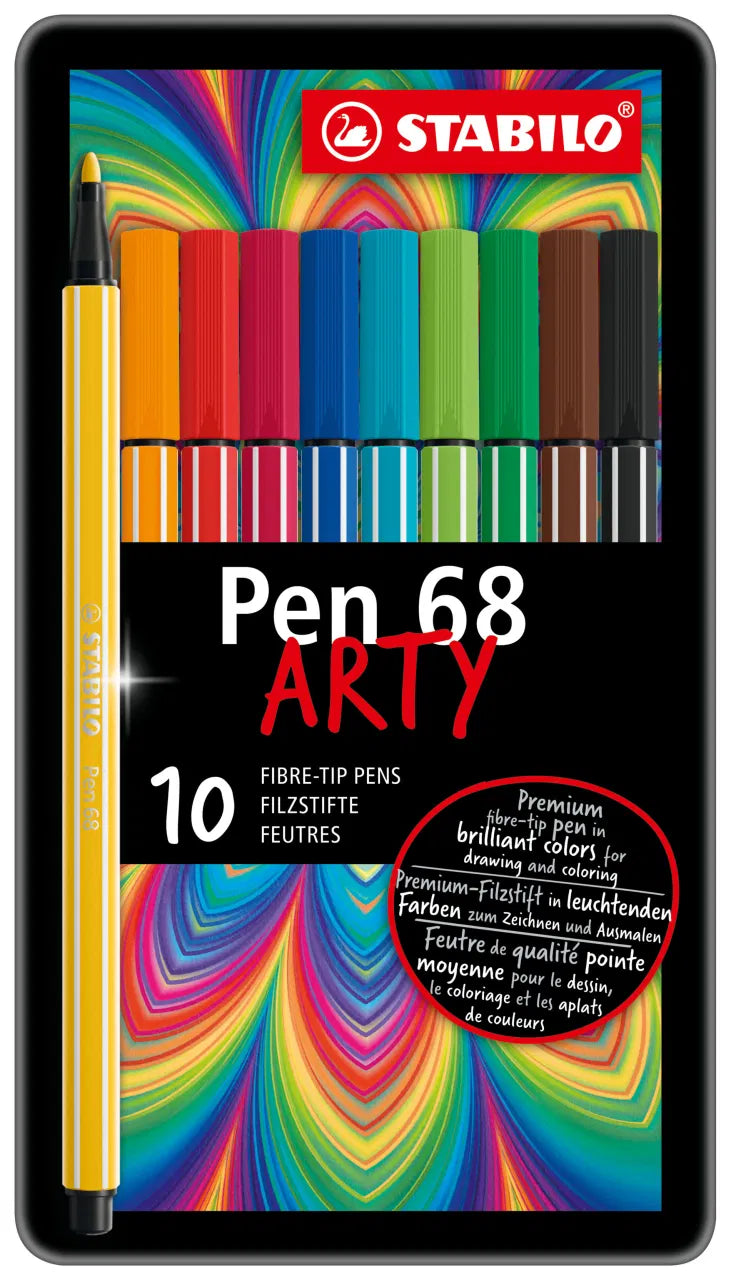 Pennarelli Stabilo Pen 68 Arty con Cofanetto in Metallo - 10 pezzi