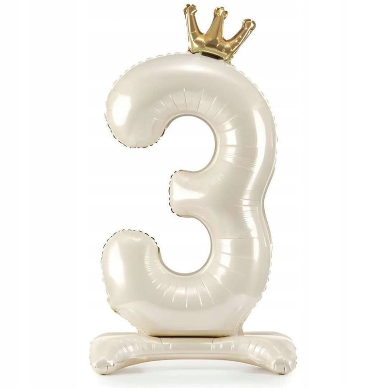Palloncino in Foil Autoportante Gonfiabile ad Aria Crema Satinato 84 cm - Numero 3