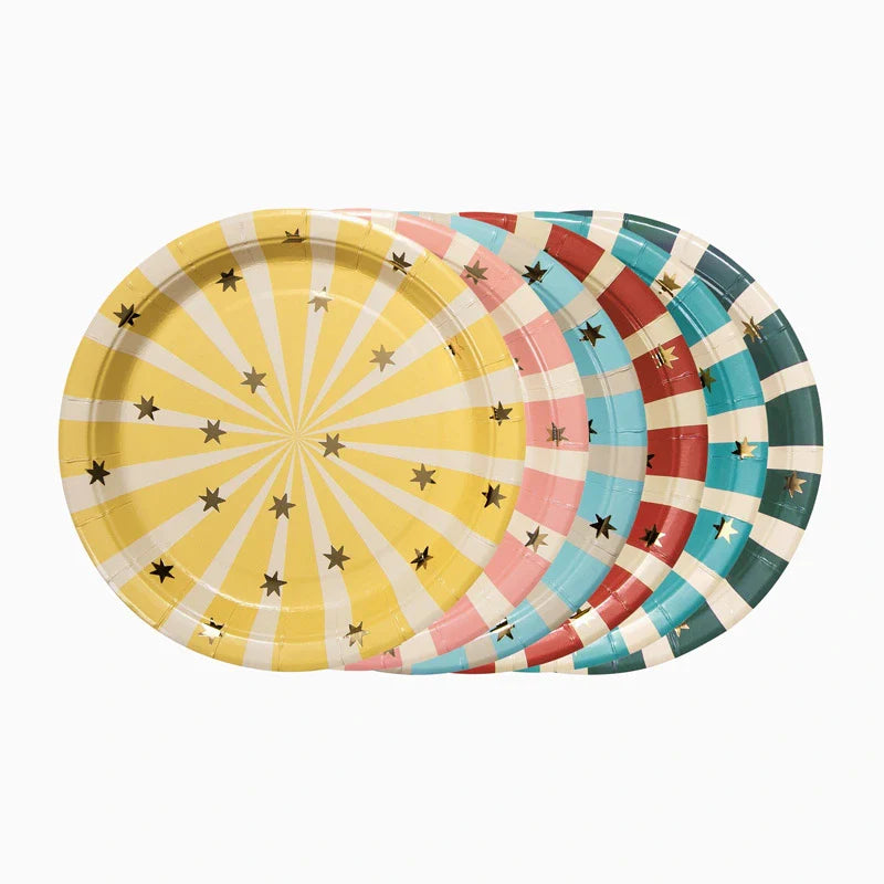 Piatti in Carta Circus Righe Multicolor 18 cm - 6 pezzi