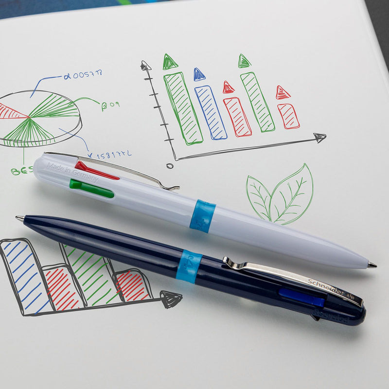 Penna a Sfera Schneider Take 4 a 4 Colori con Punta Media e Fusto Bianco