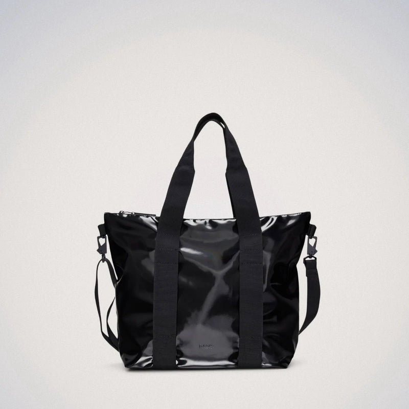 Borsa Tote Bag Mini Impermeabile Nero Lucido