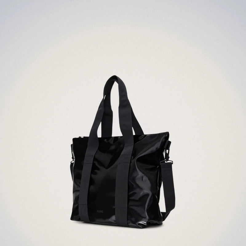 Borsa Tote Bag Mini Impermeabile Nero Lucido