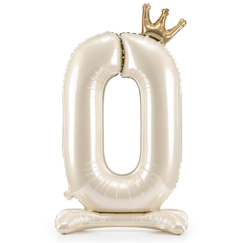 Palloncino in Foil Autoportante Gonfiabile ad Aria Crema Satinato 84 cm - Numero 0