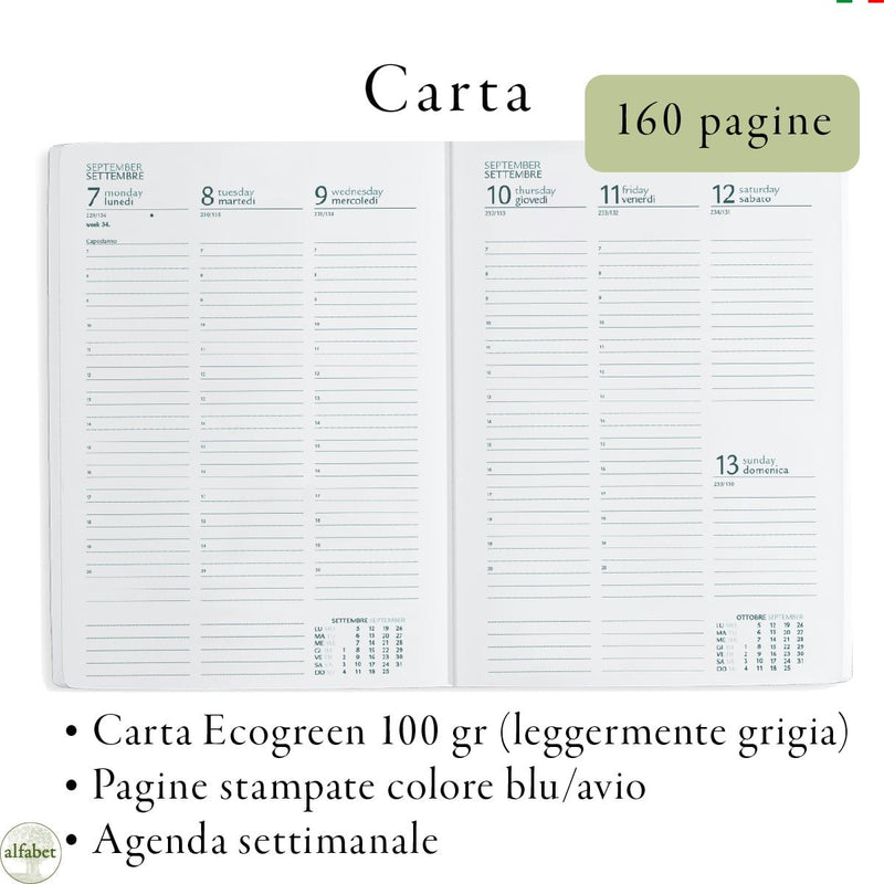 Agenda Settimanale Alfabet 2026 Art Collection Papyra 17 x 24 cm