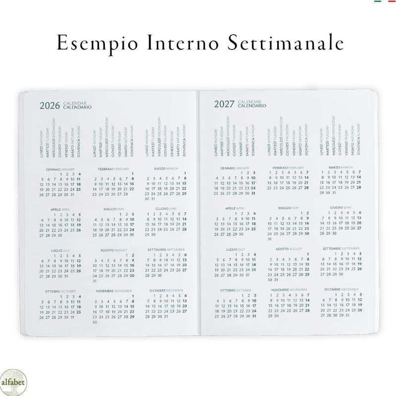 Agenda Settimanale Alfabet 2026 Flower Collection Bellis 17 x 24 cm
