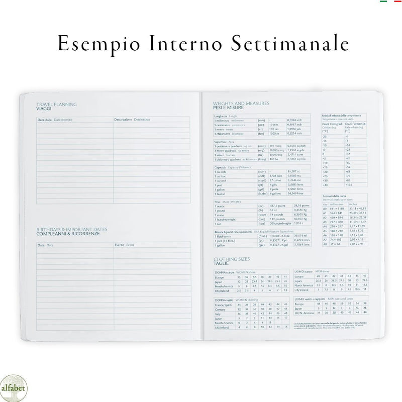 Agenda Settimanale Alfabet 2026 Flower Collection Bellis 17 x 24 cm