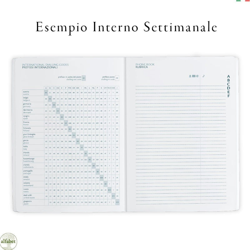 Agenda Settimanale Alfabet 2026 Flower Collection Bellis 17 x 24 cm