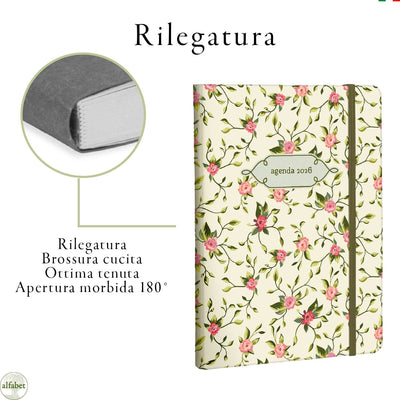Agenda Settimanale Alfabet 2026 Flower Collection Bellis 17 x 24 cm