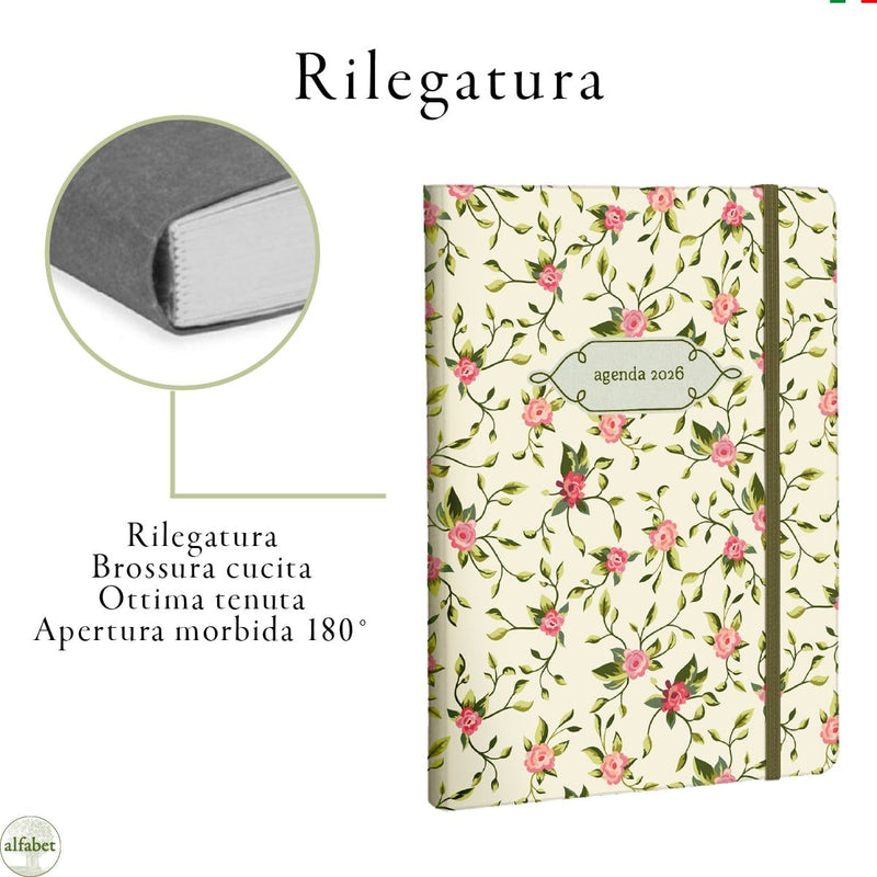 Agenda Settimanale Alfabet 2026 Flower Collection Bellis 17 x 24 cm