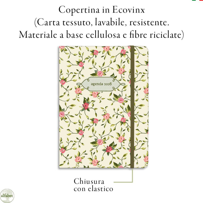 Agenda Settimanale Alfabet 2026 Flower Collection Bellis 17 x 24 cm