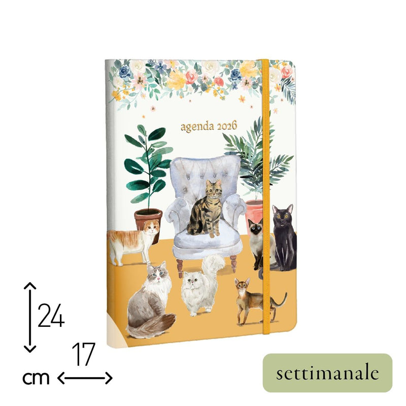 Agenda Settimanale Alfabet 2026 Cat Friends 17 x 24 cm