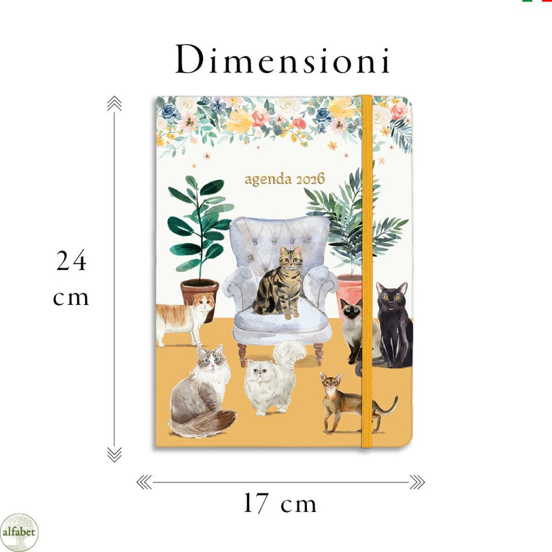Agenda Settimanale Alfabet 2026 Cat Friends 17 x 24 cm