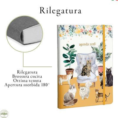 Agenda Settimanale Alfabet 2026 Cat Friends 17 x 24 cm