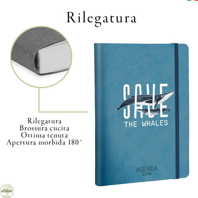 Agenda Giornaliera Alfabet 2026 Save the Whales 15 x 21 cm