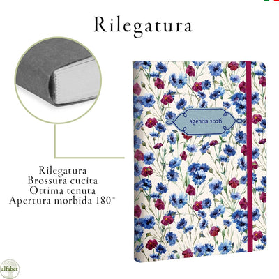 Agenda Giornaliera Alfabet 2026 Flower Collection Florens 15 x 21 cm