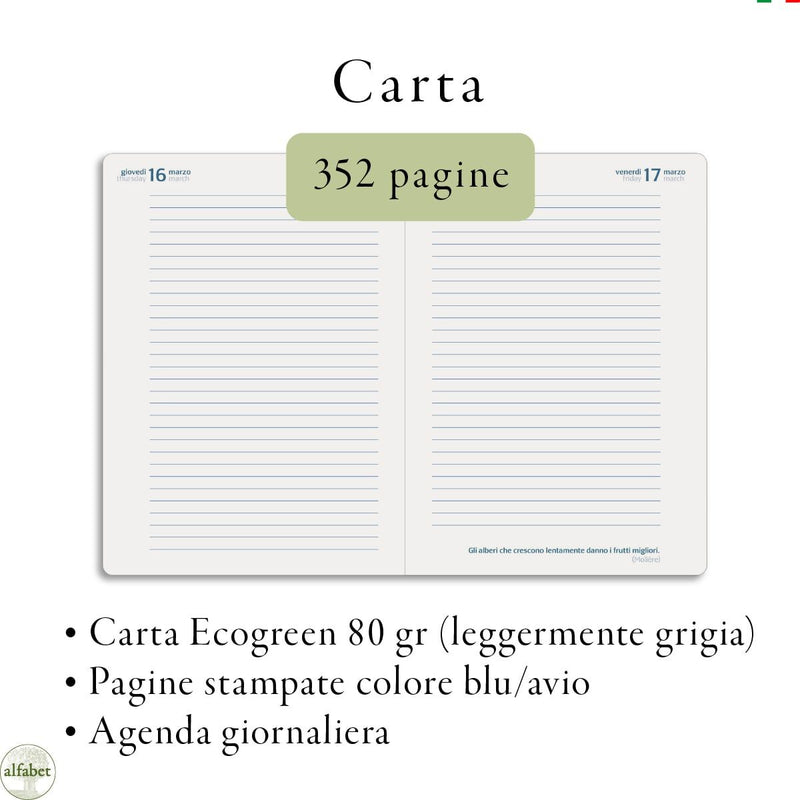 Agenda Giornaliera Alfabet 2026 Flower Collection Bellis 15 x 21 cm