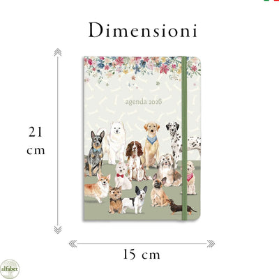 Agenda Giornaliera Alfabet 2026 Dog Friends 15 x 21 cm