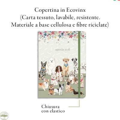 Agenda Giornaliera Alfabet 2026 Dog Friends 15 x 21 cm