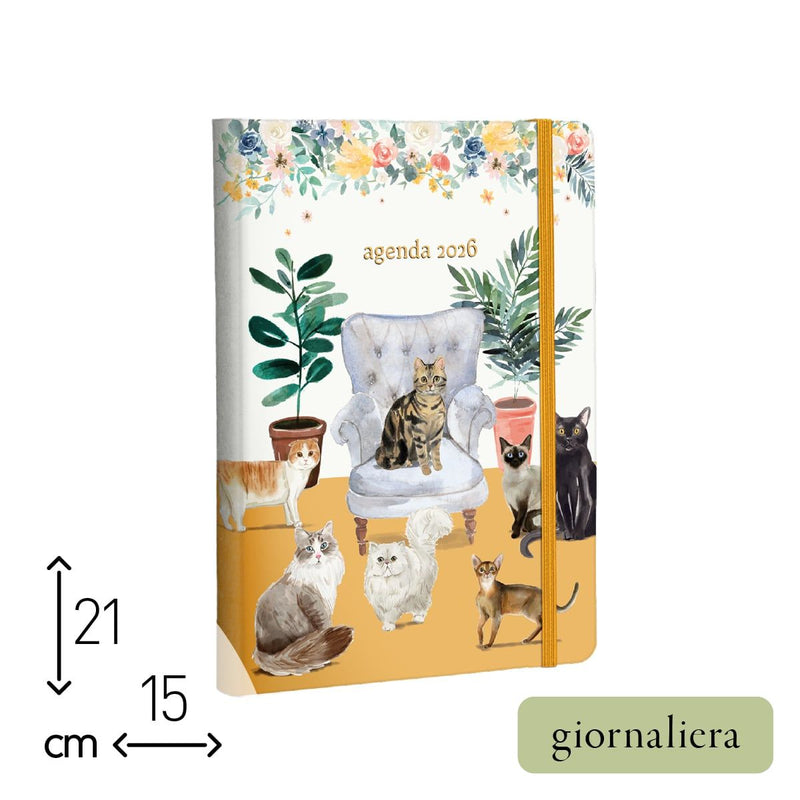 Agenda Giornaliera Alfabet 2026 Cat Friends 2026 15 x 21 cm