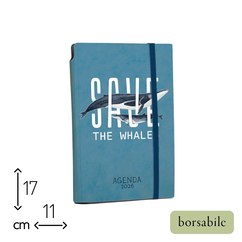 Agenda Borsabile Settimanale Alfabet 2026 Save the Whales 11  x 17 cm