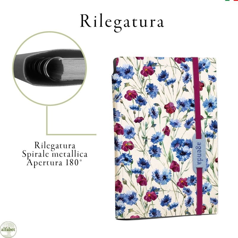 Agenda Borsabile Settimanale Alfabet 2026 Flower Collection Florens 11 x 17 cm
