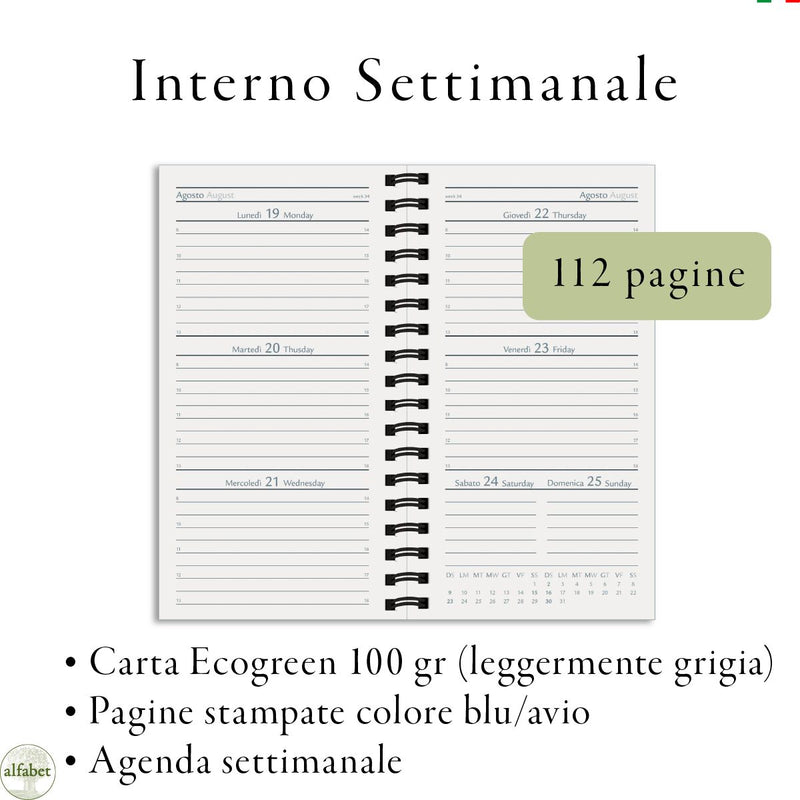 Agenda Borsabile Settimanale Alfabet 2026 Flower Collection Bellis 11 x 17 cm