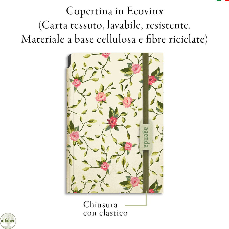 Agenda Borsabile Settimanale Alfabet 2026 Flower Collection Bellis 11 x 17 cm