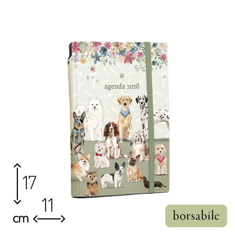 Agenda Borsabile Settimanale Alfabet 2026 Dog Friends 11  x 17 cm