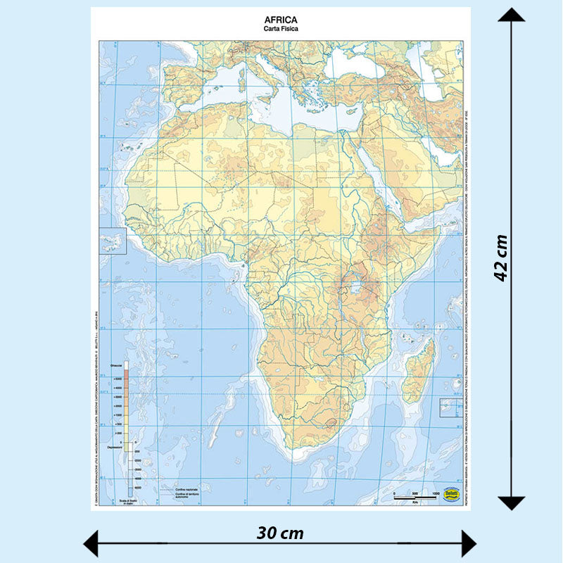 Cartina Scolastica Muta Africa Fisica e Politica Double Face A3