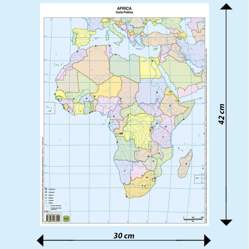 Cartina Scolastica Muta Africa Fisica e Politica Double Face A3