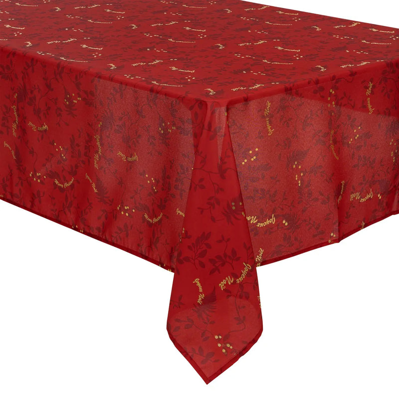 Tovaglia Antimacchia Foglie Rosso 360 x 140 cm