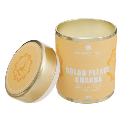 Candela Solar Plexus Chakra con Contenitore in Metallo Giallo 200 gr