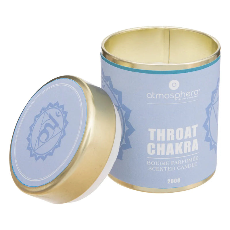 Candela Throat Chakra con Contenitore in Metallo Blu 200 gr