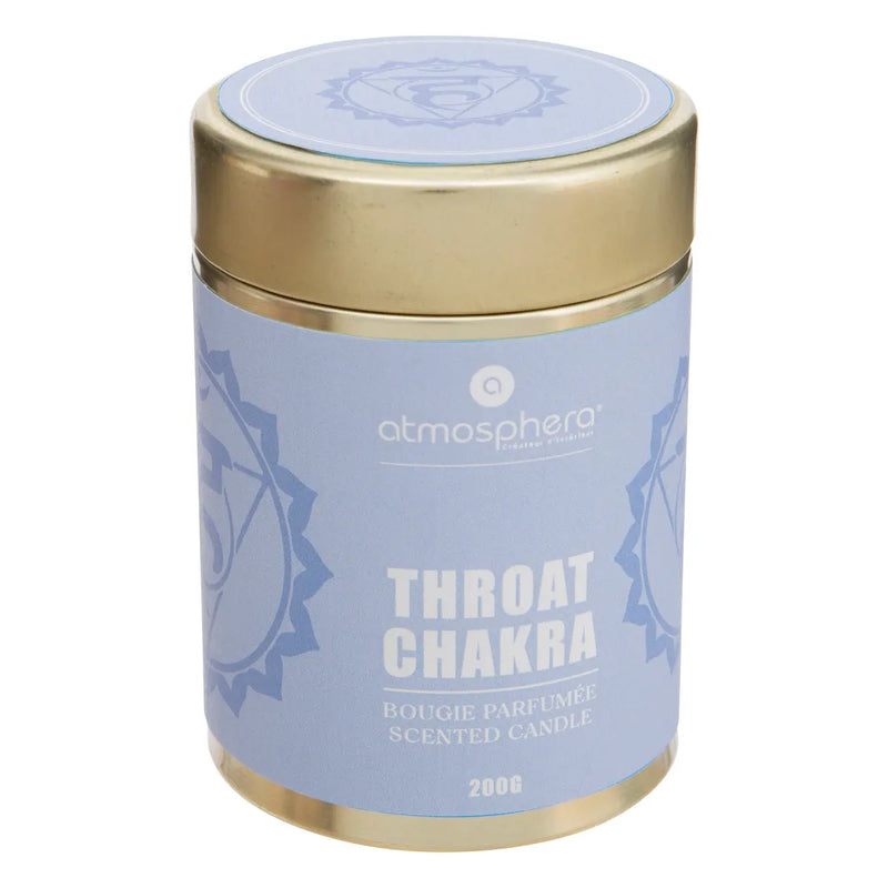 Candela Throat Chakra con Contenitore in Metallo Blu 200 gr