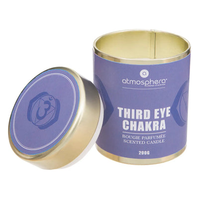 Candela Third Eye Chakra con Contenitore in Metallo Viola 200 gr