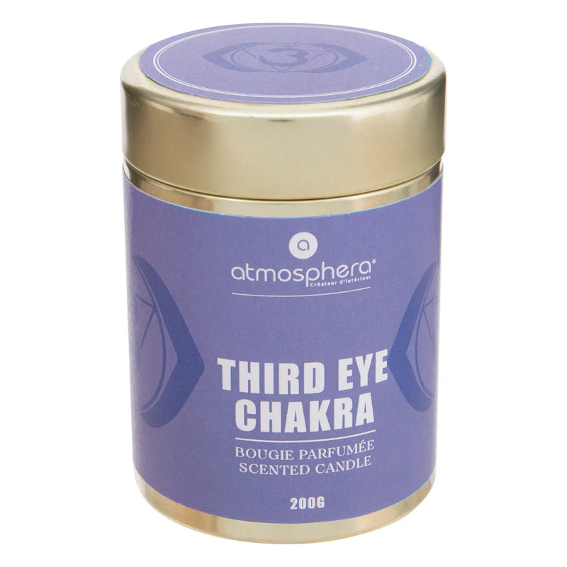 Candela Third Eye Chakra con Contenitore in Metallo Viola 200 gr