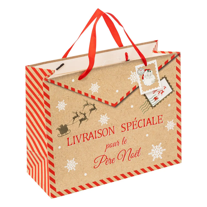 Borsa in Carta "Caro Babbo Natale" Beige 26 x 32,5 x 12,7 cm