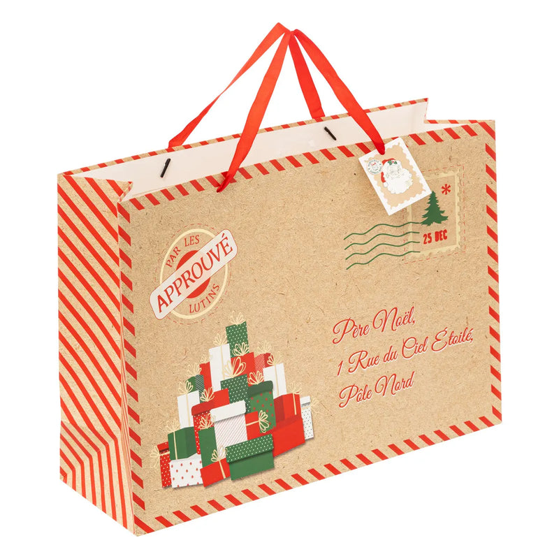 Borsa in Carta "Caro Babbo Natale" Beige 33 x 46 x 15 cm