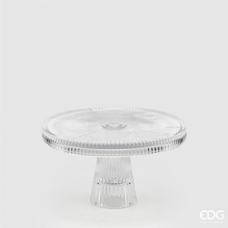 Alzata in Vetro Trasparente con Bordo Cappettato 10,5 x 20 cm