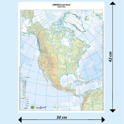 Cartina Scolastica Muta America del Nord Fisica e Politica Double Face A3