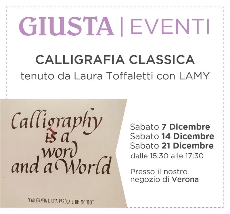 Calligrafia Base </br><i>3 lezioni con Laura Toffaletti e Lamy </i></br><span style="color: 