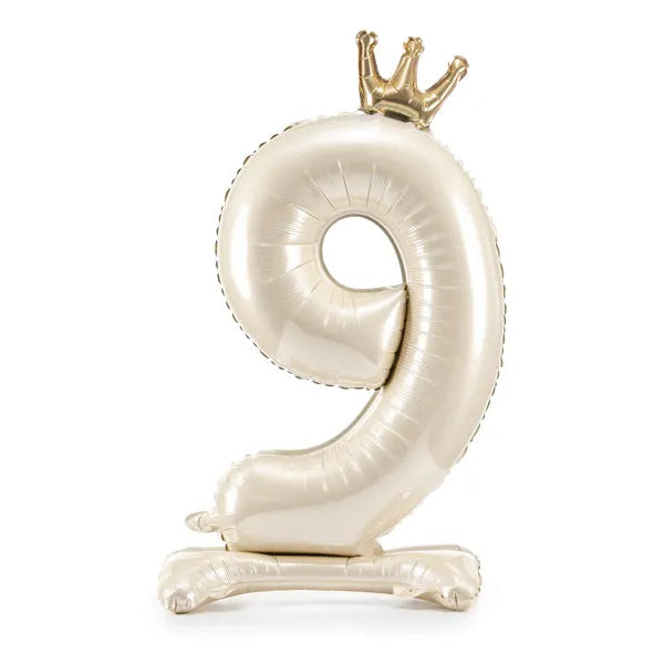 Palloncino in Foil Autoportante Gonfiabile ad Aria Crema Satinato 84 cm - Numero 9