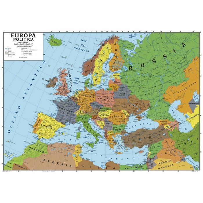 Cartina Geografica Europa Fisica e Politica Double Face 100 x 140 cm