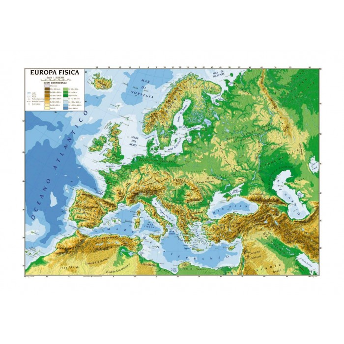 Cartina Geografica Europa Fisica e Politica Double Face 100 x 140 cm