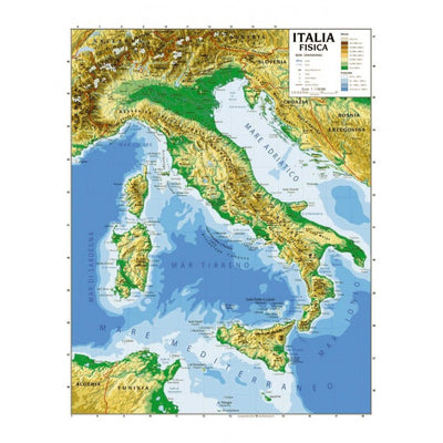 Cartina Geografica Italia Fisica e Politica Double Face 100 x 140 cm