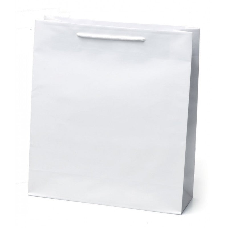 Borsa Shopper in Carta con Cordoncino Bianco 26 x 11 x 32 cm - 10 pezzi