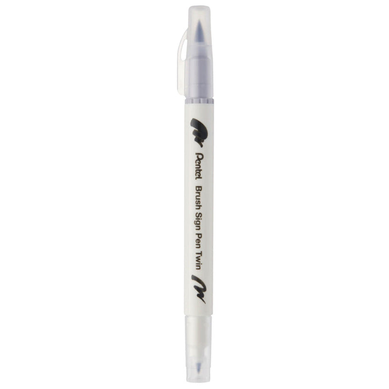 Pennarello a Base Acqua Pentel Brushsign Pen Twin a Doppia Punta Grigio Argento