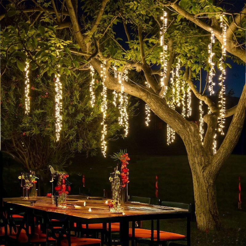 Cascata con 10 Pendenti 1080 LED Bianco Caldo 100 cm x 13,5 mt