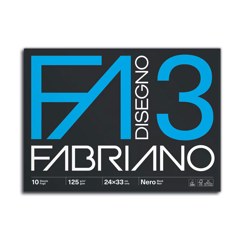 Album Disegno Fabriano F3 Nero 24 x 33 cm / 125 gr / 10 Fogli