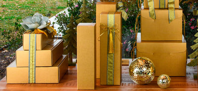 Scatola Gift Maxi Porta Bottiglia Champagne Fibra Oro 340 x 100 x 100 mm